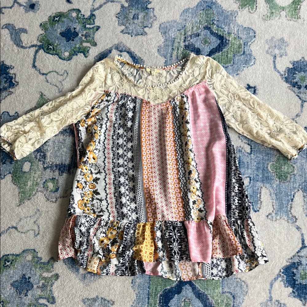 Kori America Patchwork Babydoll Dress Top NWOT